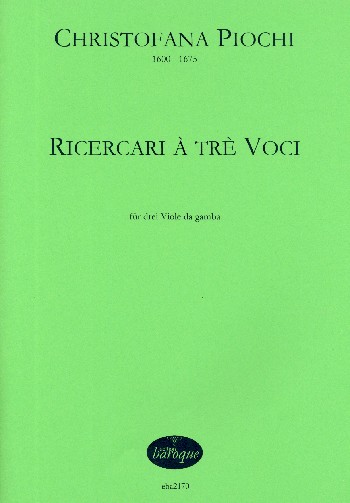 Ricercare à 3 voci op.9  für 3 Viole da gamba  Partitur und Stimmen