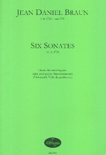 6 Sonates op.6  für 2 Fagotte (Bassinstrumente)  2 Spielpartituren