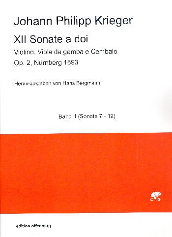 12 Sonate a doi op.2 Band 2 (Nr.7-12)  für Violine, Viola da gamba und Cembalo  Partitur und Stimmen