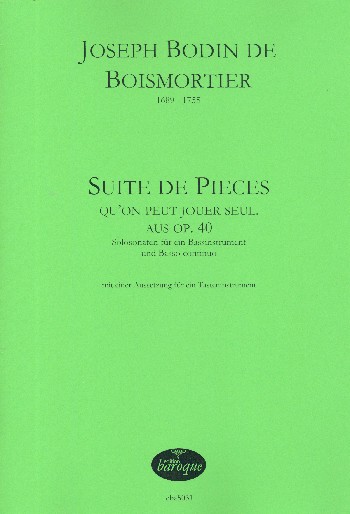 Suite de pieces op.40  für Bassinstrument und Bc  Partitur und Stimmen (Bc ausgesetzt)