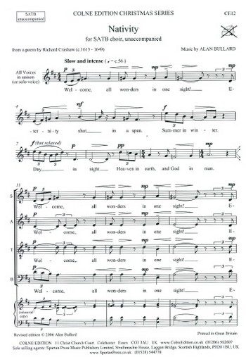 Alan Bullard  Nativity  carols (mixed voices), choral (mixed voices)