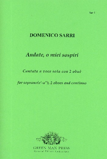 Andate o miei sospiri  for soprano, 2 oboes and Bc  score and parts (Bc realized)