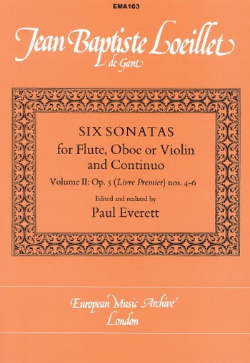 6 sonatas Vol.2  for flute, oboe (vl) and bc  score and parts