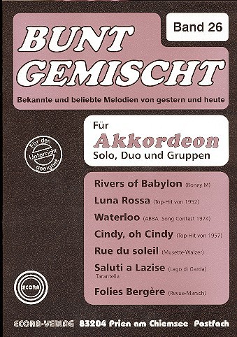 Bunt gemischt Band 26 für Akkordeon  Bekannte und beliebte Melodien  von gestern und heute