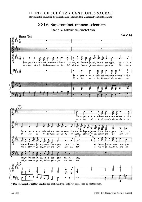 Supereminet omnem scientiam SWV76  und&nbsp;&nbsp;Pro hoc magno mysterio SWV77 für&nbsp;&nbsp;gem Chor und Klavier,   Klavierpartitur