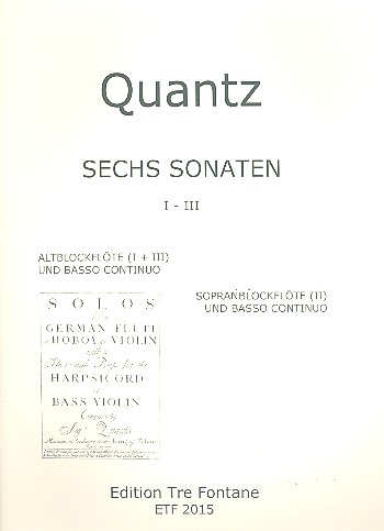6 Sonaten Band 1 (Nr.1-3)  für Blockflöte und Klavier  (1 und 3 Altblockflöte, 2 Sopranblockflöte)