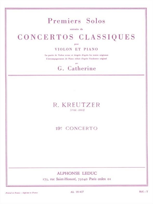 Solo no.1 du concerto no.19  pour violon et piano  Catherine, R., rev.