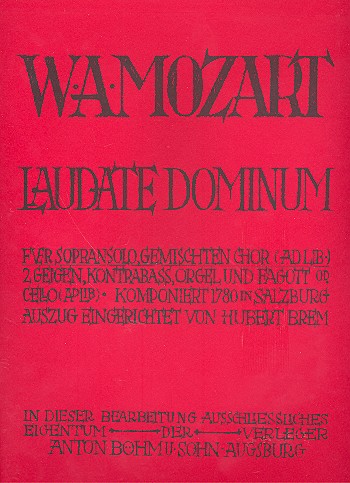 Laudate Dominum KV339&nbsp;&nbsp;für Soli, gem Chor und Orchester (Orgel)&nbsp;&nbsp;Direktionsstimme
