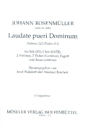 Laudate Pueri Dominum&nbsp;&nbsp;für Sopran, Tenor, gem Chor, Streicher, Fagott und Bc&nbsp;&nbsp;Partitur