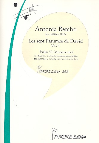Les 7 Psaumes de David vol.4  für Sopran, 2 Melodieinstrumente und Bc  Partitur und Stimmen