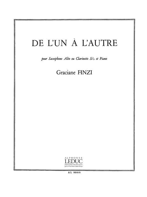 De l'un a l'autre pour saxophone  alto ou clarinette sib et piano  