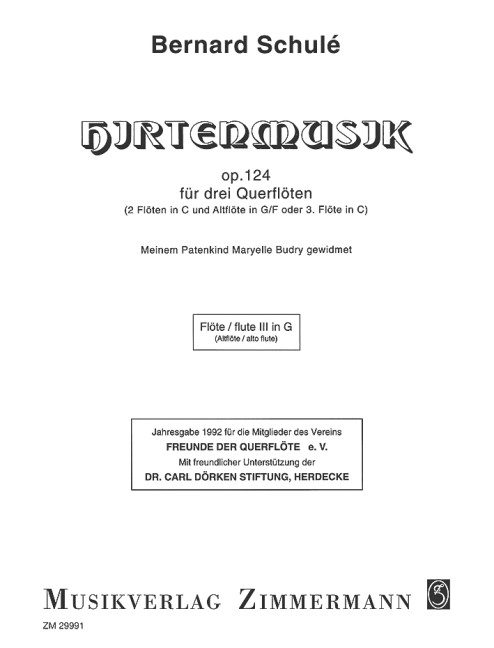 Hirtenmusik op.124&nbsp;&nbsp;für 3 Flöten&nbsp;&nbsp;3. Flöte in G