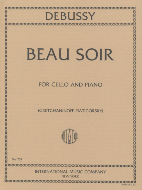 Beau soir  for violoncello and piano  Gretchaninoff-Piatigorsky, ed