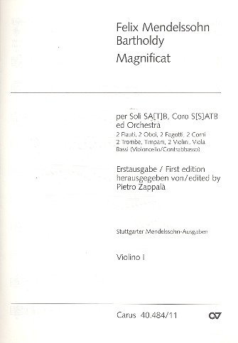 Magnificat für Soli, Chor und Orchester&nbsp;&nbsp;Violine 1&nbsp;&nbsp;Zappala, Pietro, Ed