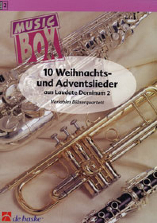 10 Weihnachts- und Adventslieder aus&nbsp;&nbsp;Laudate Dominum 2 für variables&nbsp;&nbsp;Bläserquartett,  Partitur und Stimmen