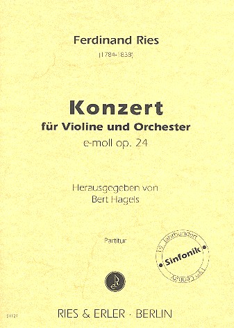 Konzert e-Moll op.24 für Violine  und Orchester,  Partitur  Hagels, Bert, Ed