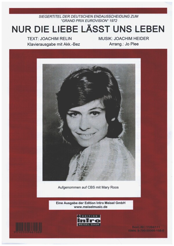 Nur die Liebe lässt uns leben  für Gesang und Klavier  Einzelausgabe 