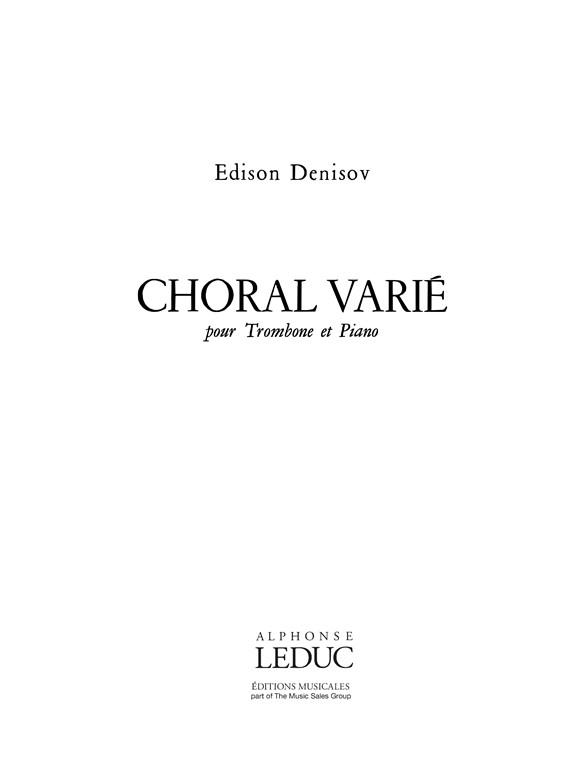 Choral varie pour trombone  et piano  