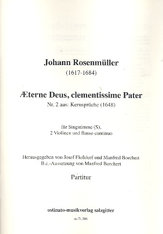 Aeterne Deus clementissime Pater  für Sopran, 2 Violinen und Bc  Partitur