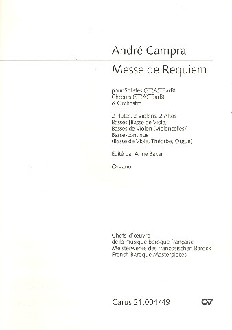 Messe de requiem für Soli, Chor  und Orchester  Orgel