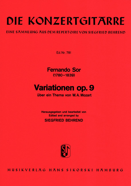 Variationen op.9 über ein Thema von Mozart&nbsp;&nbsp;für Gitarre&nbsp;&nbsp;