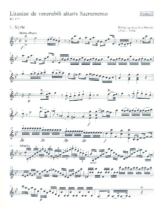 LItaniae de venerabili altaris Sacramento KV125&nbsp;&nbsp;für Soli, Chor und Orchester&nbsp;&nbsp;Violine 1