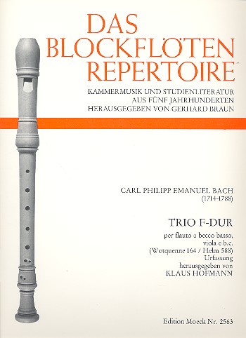Trio F-Dur Wq164  für Bassflöte, Viola und Bc  Partitur und Stimmen