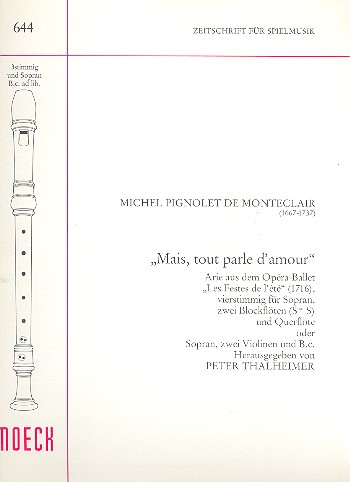 Mais tout parle d'amour für Sopran,  2 Blockflöten (Vl) und Querflöte (Bc)  Spielpartitur