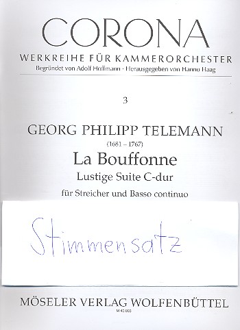 Lustige Suite C-Dur TWV55:C5&nbsp;&nbsp;für Streicher und Bc&nbsp;&nbsp;Stimmensatz
