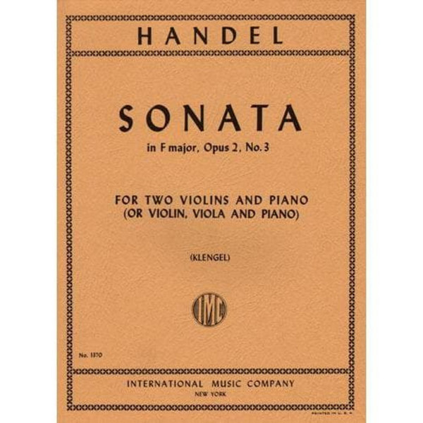 Sonate F-Dur op.2,3&nbsp;&nbsp;für 2 Violinen und Klavier&nbsp;&nbsp;Klengel, Paul, Ed