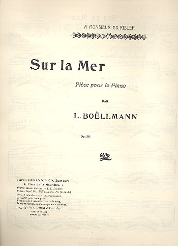 Sur la mer op.38&nbsp;&nbsp;pour piano&nbsp;&nbsp;