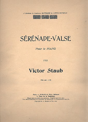 Serenade valse &nbsp;&nbsp;pour piano&nbsp;&nbsp;