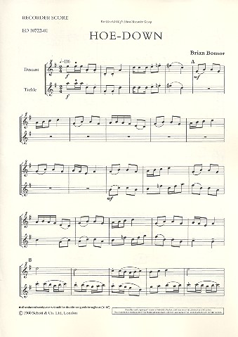 Hoe-Down&nbsp;&nbsp;für 2 Blockflöten (SA)&nbsp;&nbsp;Partitur