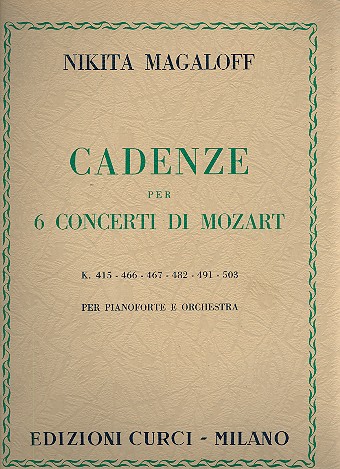 Cadenze per 6 concerti  di Mozart per pianoforte  e orchestra, pianoforte solo