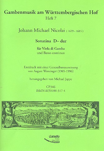Sonatina D-Dur für Viola da Gamba  und Bc.  Jappe, Michael, Ed