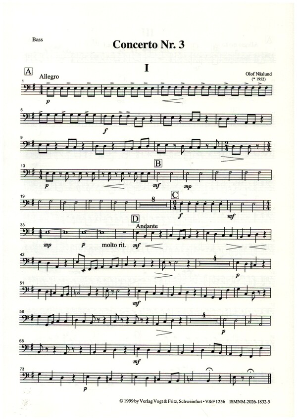 Concerto Nr.3 für Zupforchester  Bass  
