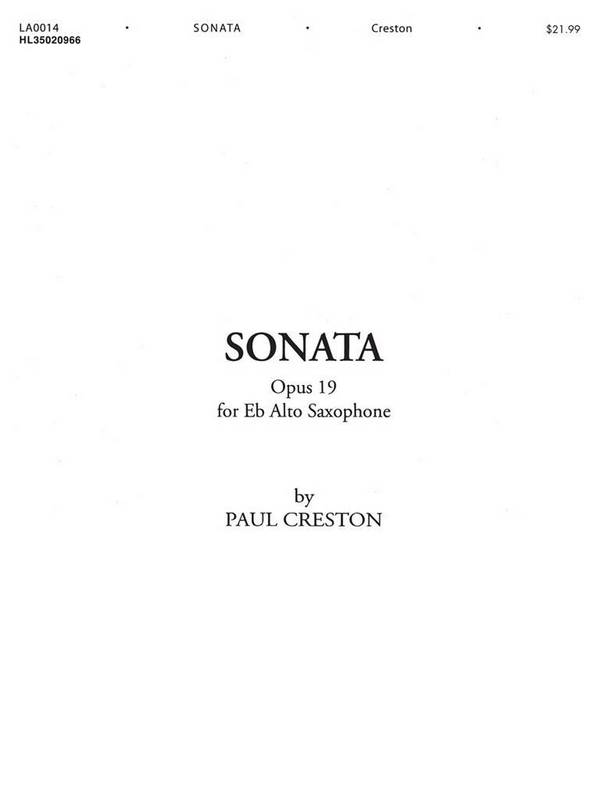 Sonata op.19&nbsp;&nbsp;for Es alto saxophone and piano&nbsp;&nbsp;