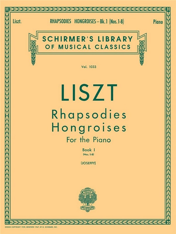 Rhapsodies hongroises vol.1 (nos.12-8)&nbsp;&nbsp;pour piano&nbsp;&nbsp;Joseffy, Raffael, ed