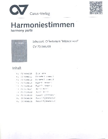 Intende voci D963 Arie füt Tenor, gem Chor&nbsp;&nbsp;und Orchester,  Harmoniestimmen&nbsp;&nbsp;