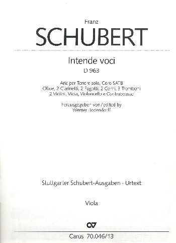 Intende voci D963 Arie für Tenor, gem Chor&nbsp;&nbsp;und Orchester,  Viola&nbsp;&nbsp;