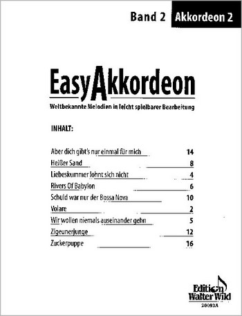 Easy Akkordeon Band 2  leicht leMittel Weltbekannte Melodien Akkordeon Noten 