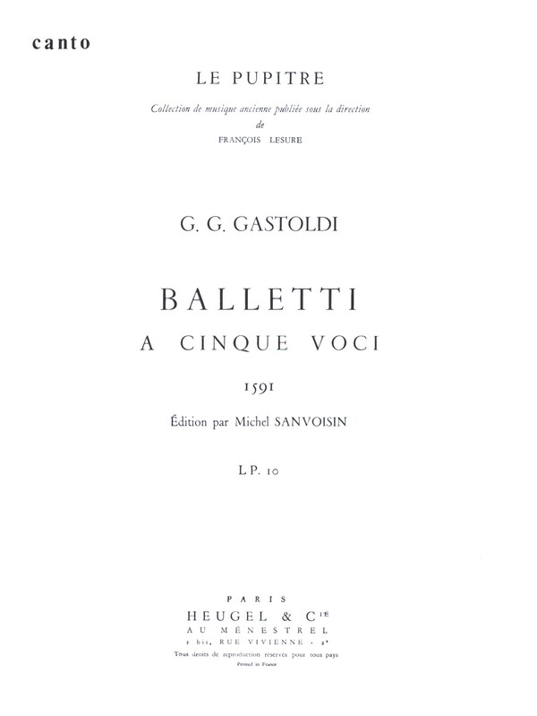 Balletti a 5 voci (1591) pour 5  flutes a becs, partie de soprano 1  (canto)