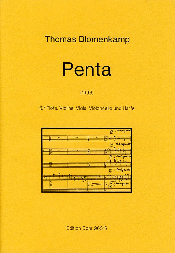 Penta (1996) für Flöte, Violine, Violoncello  und Harfe,  Partitur und Stimmen  
