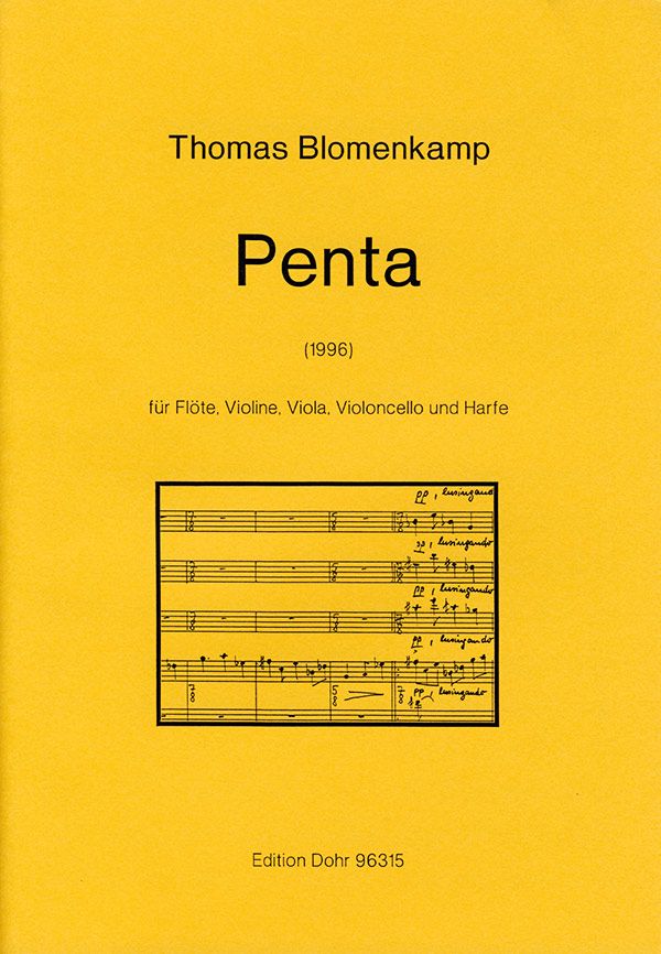 Penta (1996) für Flöte, Violine, Violoncello  und Harfe,  Partitur und Stimmen  