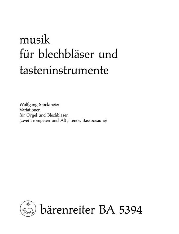 Variationen für Orgel,  2 Trompeten und 3 posaunen (ATB)  Partitur