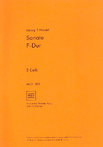 Sonate F-Dur&nbsp;&nbsp;für 2 Violoncelli&nbsp;&nbsp;2 Spielpartituren