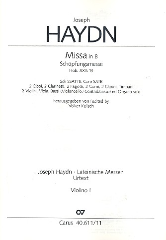 Schöpfungsmesse B-Dur Hob.XXII:13&nbsp;&nbsp;für Soli (SATB), Chor und Orchester&nbsp;&nbsp;Violine 1