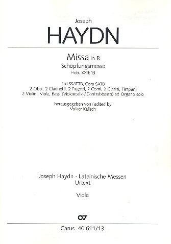 Schöpfungsmesse B-Dur Hob.XXI:13&nbsp;&nbsp;für Soli (SATB), Chor und Orchester&nbsp;&nbsp;Viola