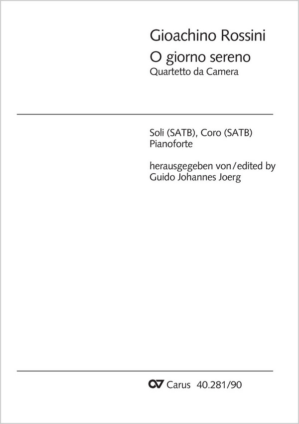 O giorno sereno für Soli, gem Chor und&nbsp;&nbsp;Klavier,  Chorpartitur&nbsp;&nbsp;Quartetto da camera