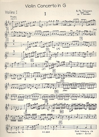 Konzert G-Dur&nbsp;&nbsp;für Violine und Orchester&nbsp;&nbsp;Violine 1